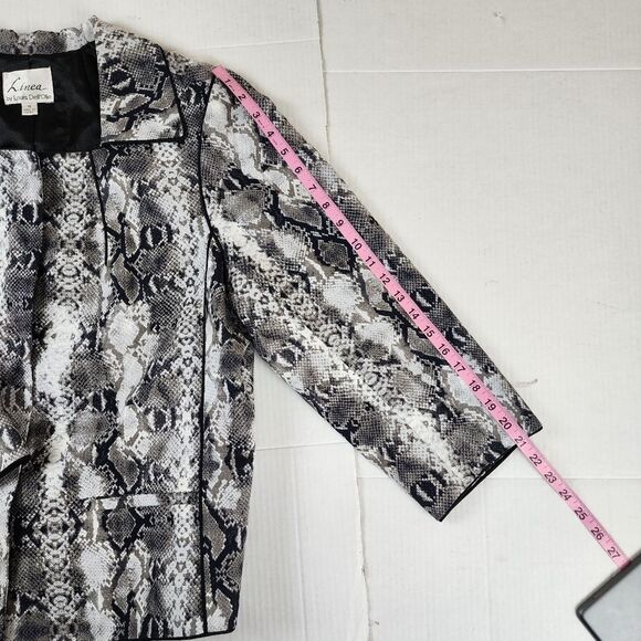 Linea by Louis Dell'Olio Blazer Grey Snakeskin Cotton Jacket Animal Print Sz 1X - Picture 8 of 16